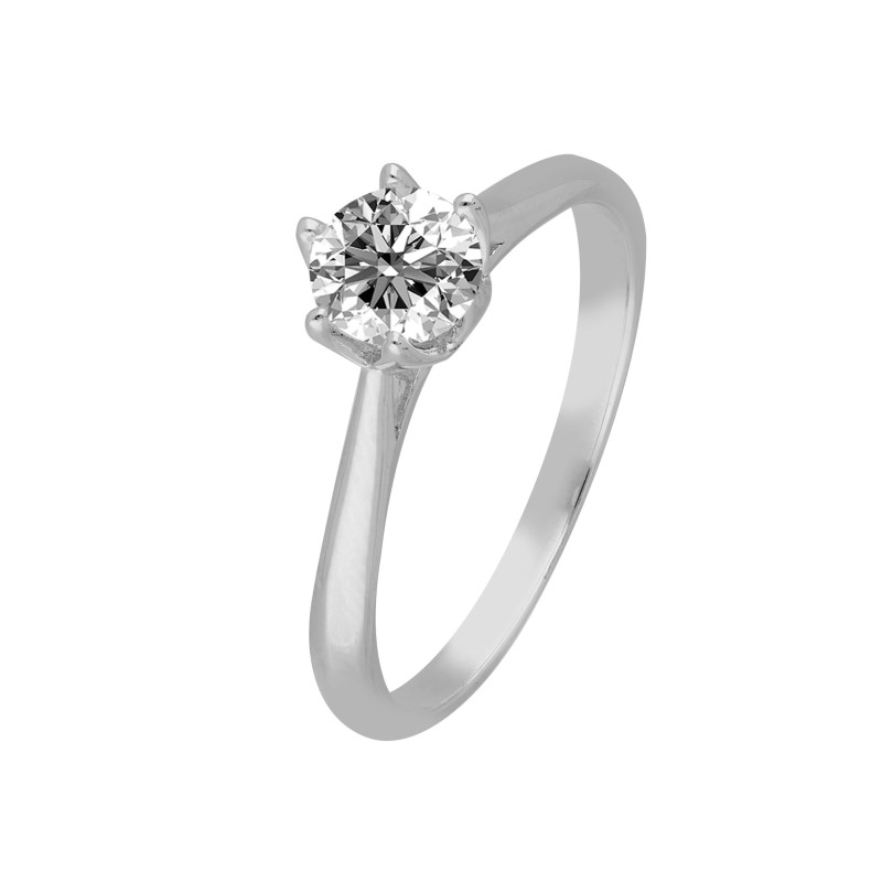 Pierścionek srebrny z moissanitem w sześciu łapkach