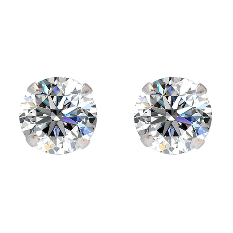 Srebrne kolczyki z moissanitem 3mm - Subtelny blask - JubilerSezam.pl