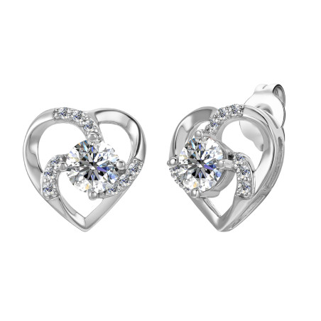 Kolczyki srebrne serce z moissanitami