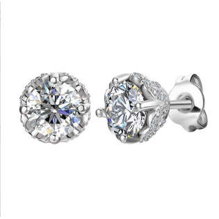 Kolczyki srebrne z moissanitem w czterech łapkach