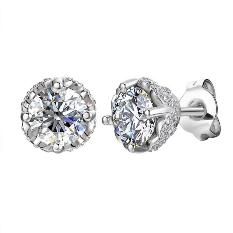 Kolczyki srebrne z moissanitem w czterech łapkach