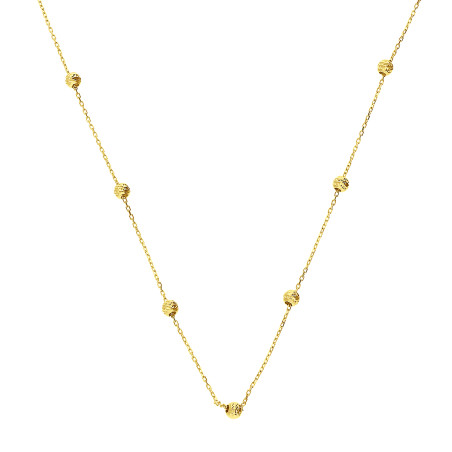 Naszyjnik złoty z grawerowanymi kulkami/anker próba 585