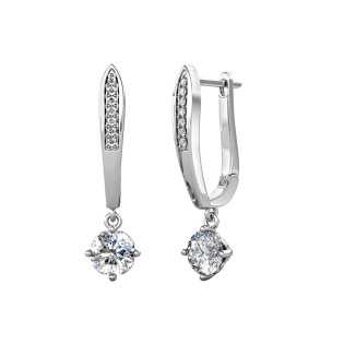 Kolczyki srebrne z moissanitami wiszące