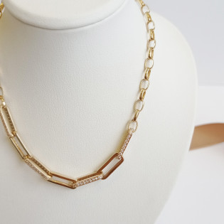 Naszyjnik złoty anker long x7 z cyrkoniami/rolo MZ T23-NB-200-CZ próba 585