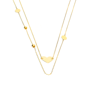 Naszyjnik złoty podwójny serce i kulki/anker MZ T23-N-LN-529-3mm próba 375