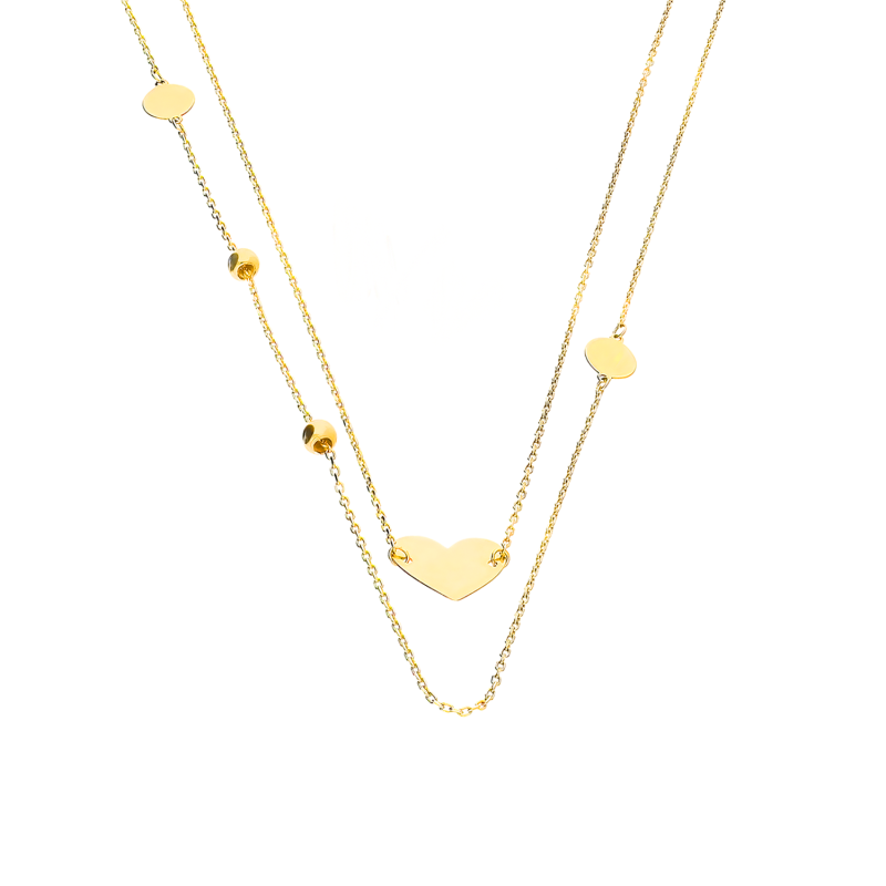 Naszyjnik złoty podwójny serce i kulki/anker MZ T23-N-LN-529-3mm próba 375
