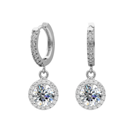 Kolczyki srebrne kółka z moissanitami