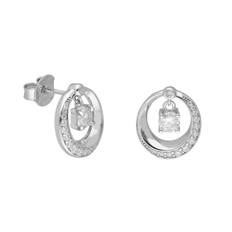 Kolczyki srebrne koło z moissanitem
