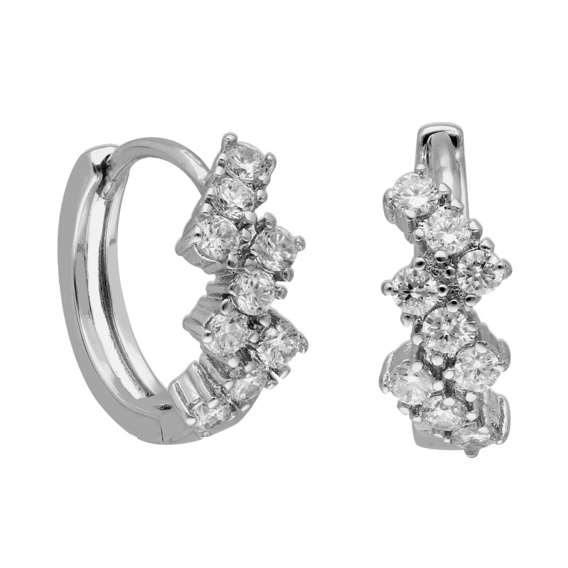 Kolczyki srebrne kółka z zygzakami z moissanitami