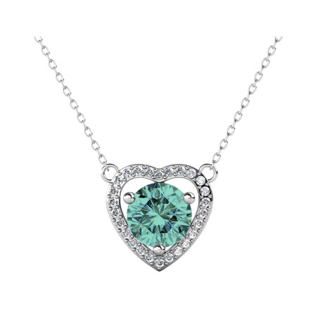 Naszyjnik srebrny serce z niebieskim moissanitem