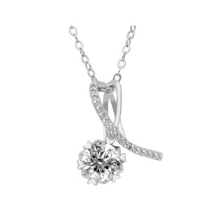 Naszyjnik srebrny łuk z białymi moissanitami