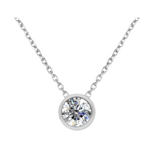 Naszyjnik srebrny z moissanitem w okrągłej oprawie