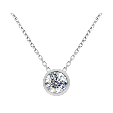 Naszyjnik srebrny z moissanitem w okrągłej oprawie