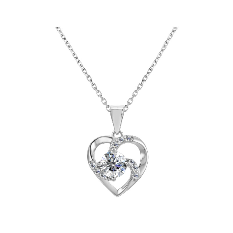 Srebrny Naszyjnik Serce z Moissanitami - JubilerSezam.pl
