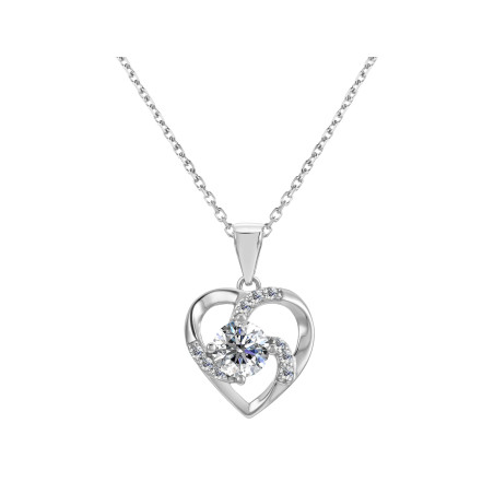 Naszyjnik srebrny serce z moissanitami