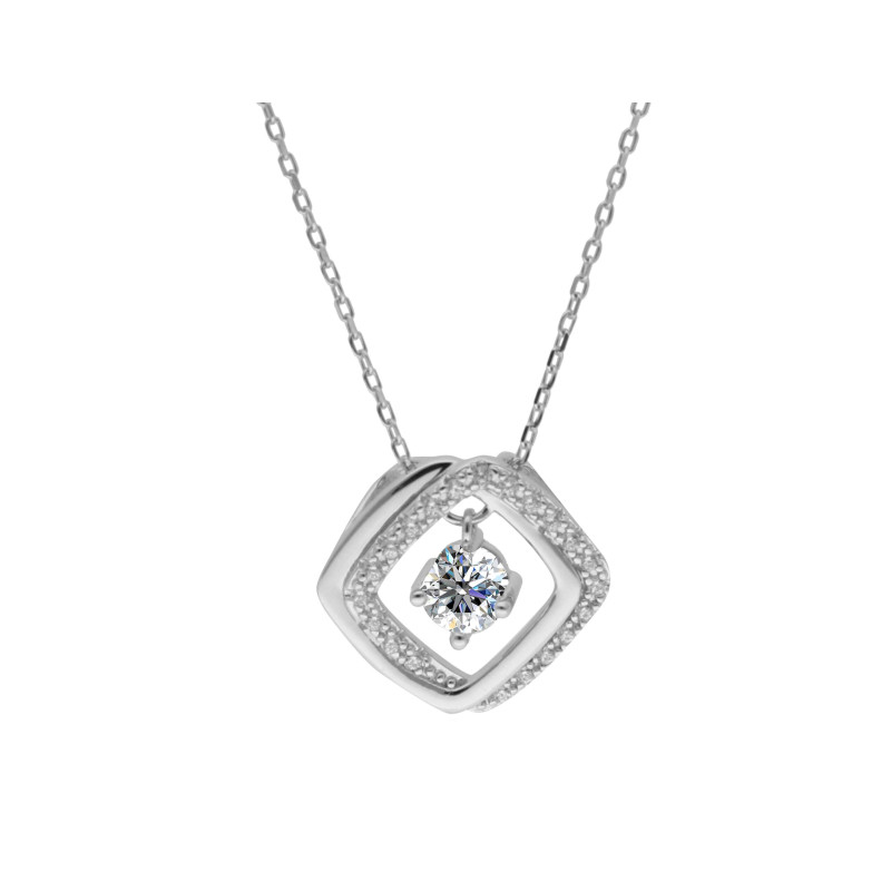 Naszyjnik srebrny moissanity w rombie