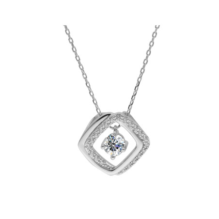 Naszyjnik srebrny moissanity w rombie
