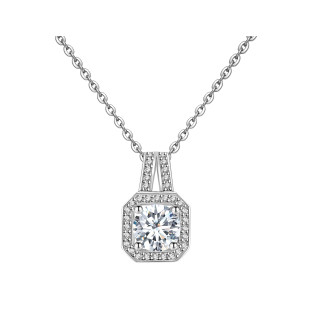 Naszyjnik srebrny oktagon z moissanitami