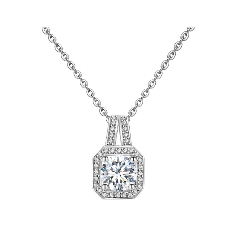 Naszyjnik srebrny oktagon z moissanitami