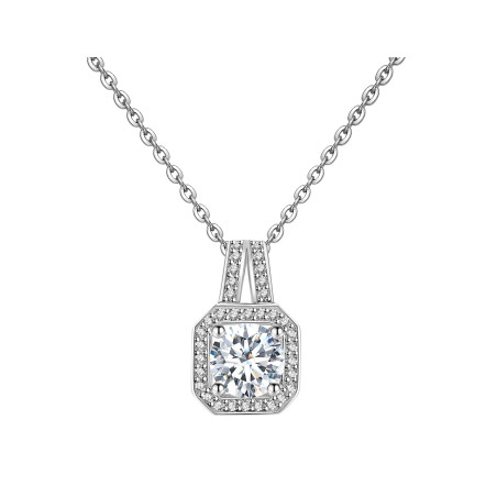 Naszyjnik srebrny oktagon z moissanitami