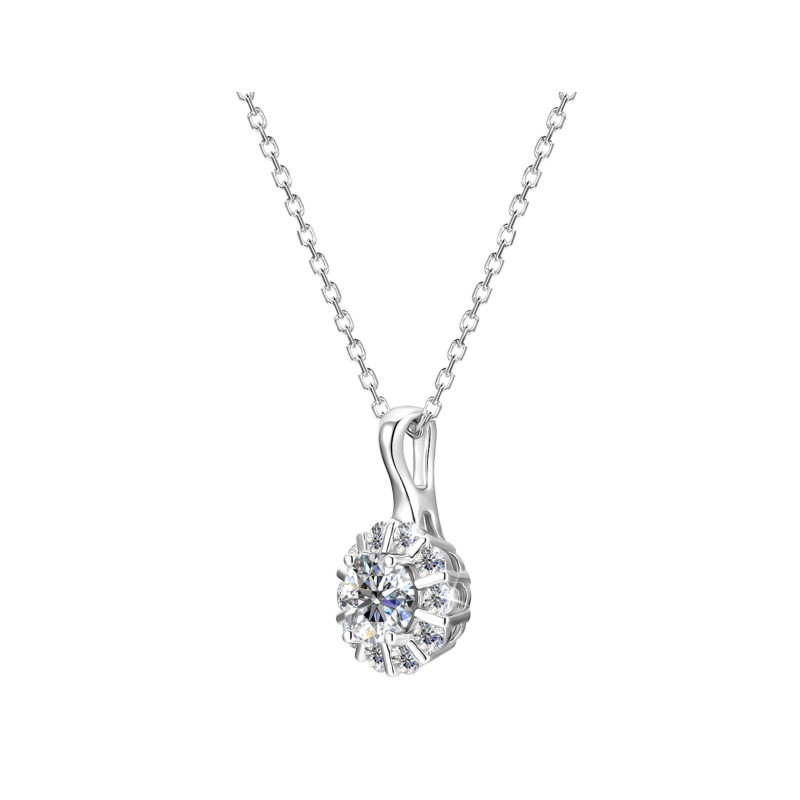 Naszyjnik srebrny kwiatek z moissanitami