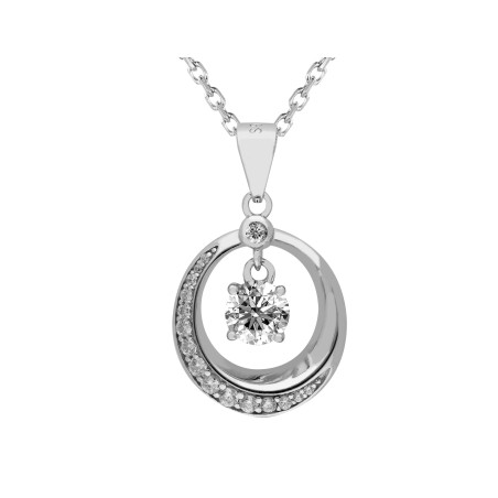 Naszyjnik srebrny koło z moissanitami