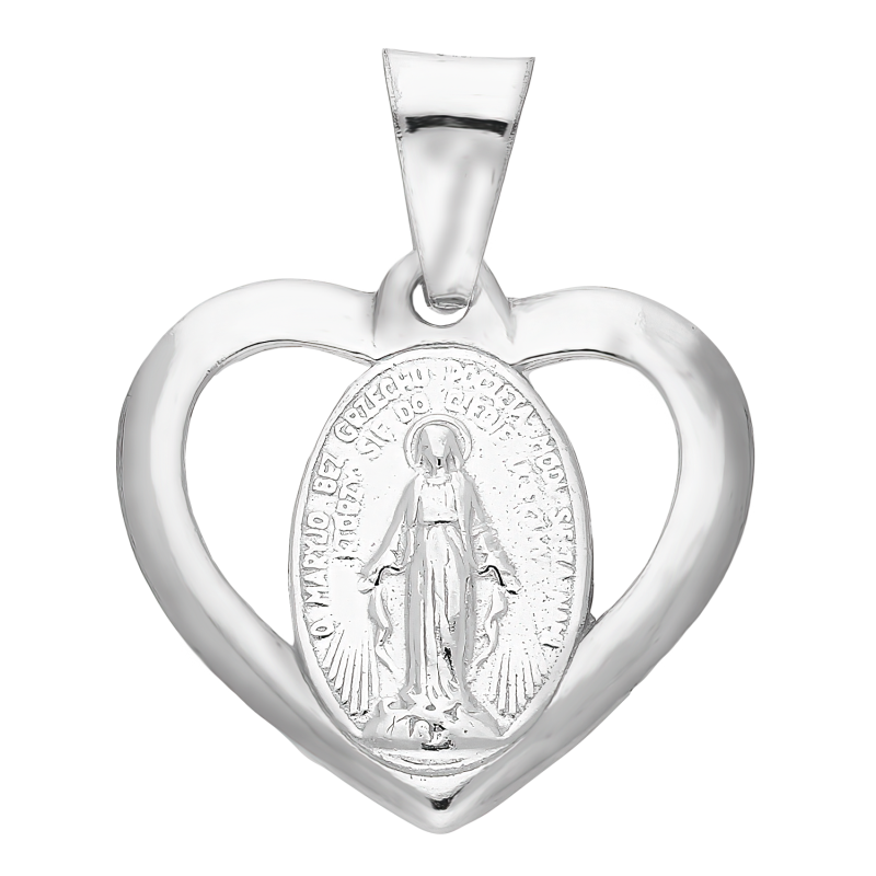 Medalik srebrny rodowany owalna Niepokalana w sercu próba 925