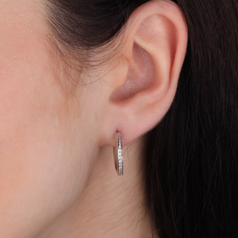 Kolczyki srebrne kółka 15 mm z cyrkoniami OL OKP148 próba 925