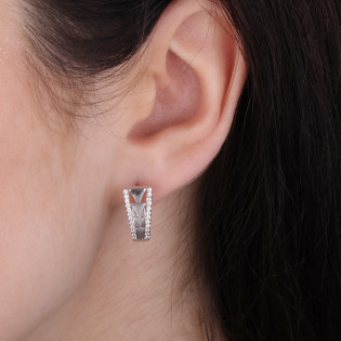 Kolczyki srebrne ażurowa blaszka z cyrkoniami i trójkątami/ang.zap. OL OKP922 próba 925