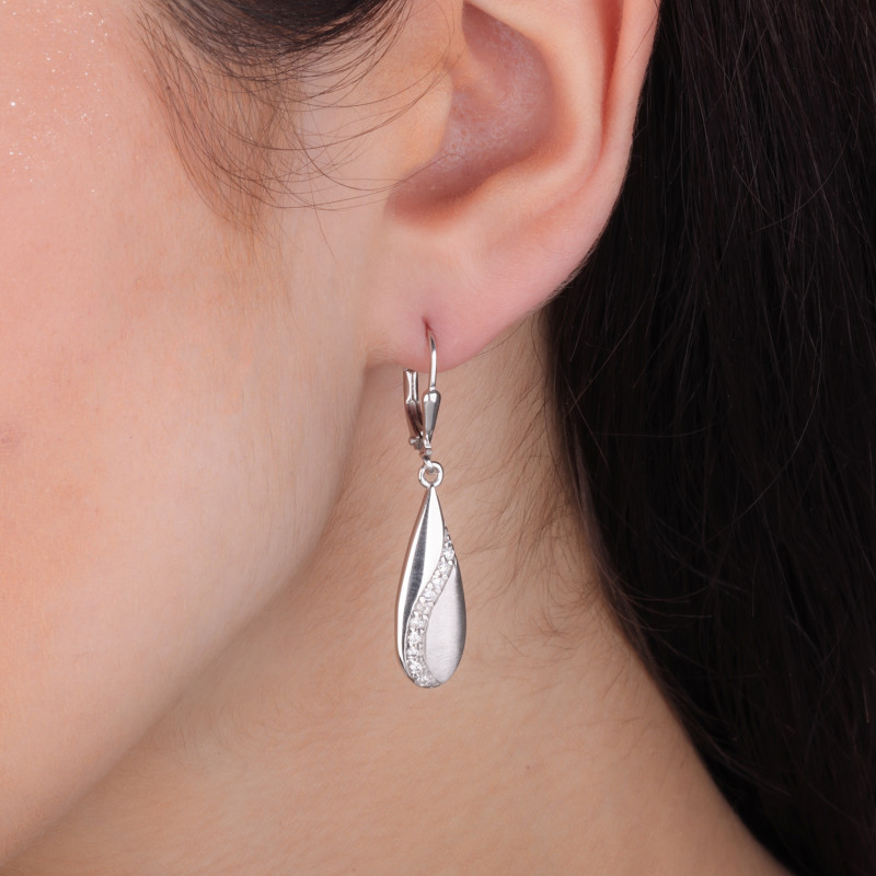 Kolczyki srebrne łezka z cyrkoniami OL ZS-E107 próba 925