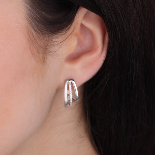 Kolczyki srebrne ażurowe pasy z rzędem cyrkonii/ang.zap. OL OKP752 próba 925