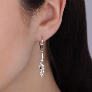 Srebrne Kolczyki Fala z Cyrkoniami pr. 925 - JubilerSezam.pl