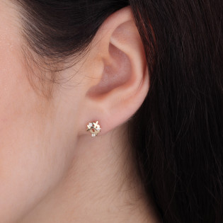 Kolczyki złote kwiatki z cyrkoniami