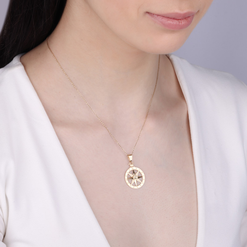 Zawieszka złota PLANET róża wiatrów grawerowana