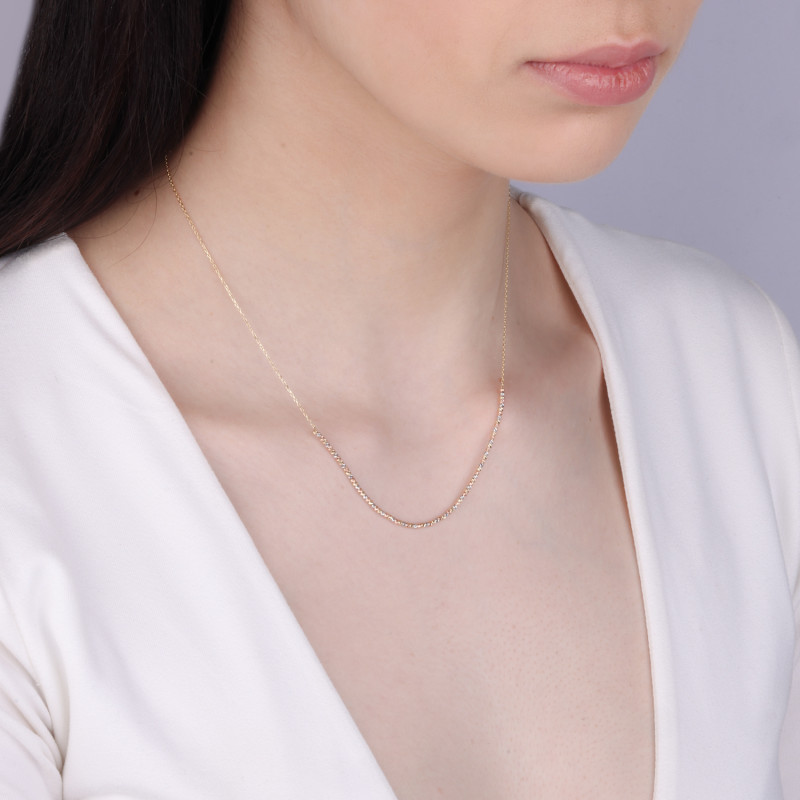 Naszyjnik złoty grawerowane kulki w trzech kolorach