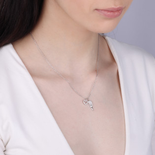 Srebrny Naszyjnik Serce i Skrzydło z Cyrkoniami - JubilerSezam.pl