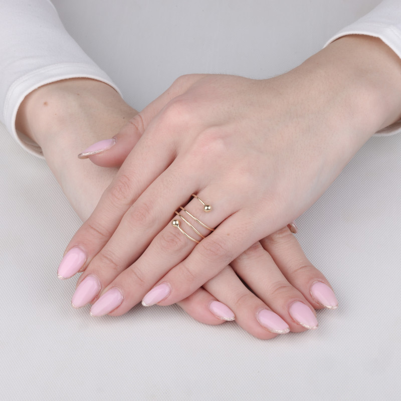 Pierścionek złoty sprężynka z kulkami próba 375