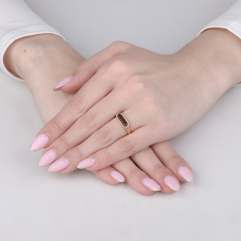 Pierścionek złoty z kwarcem dymnym