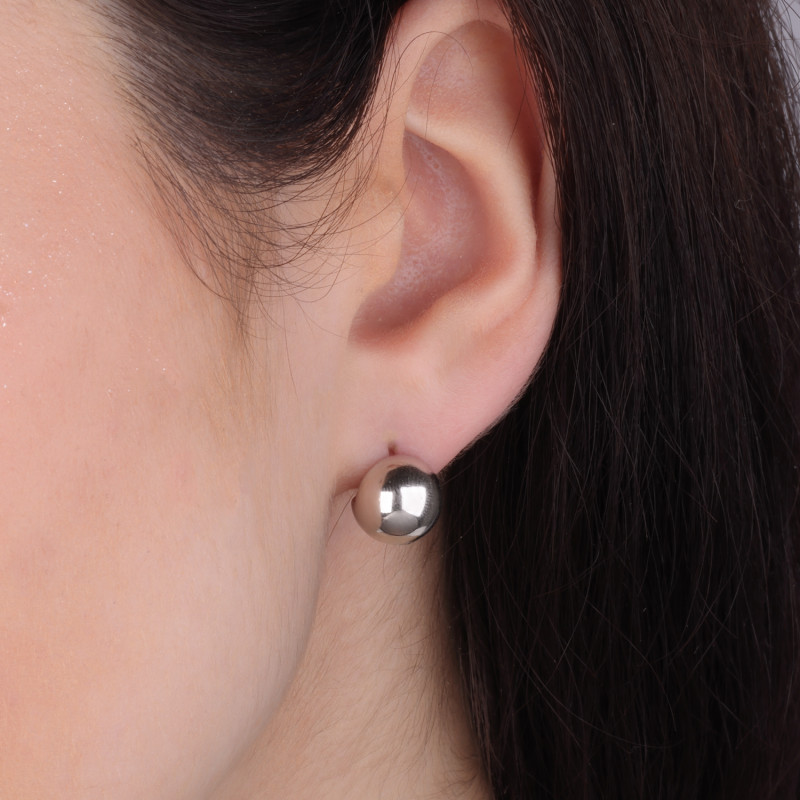 Kolczyki srebrne wycięta gładka kulka