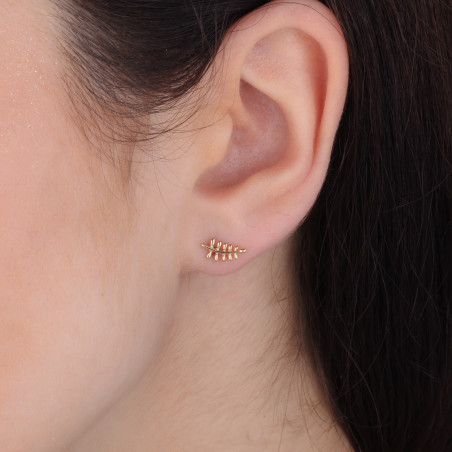 Kolczyki złote gałązka paproci