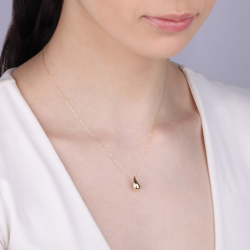 Naszyjnik złoty z gładką kroplą, próba 585