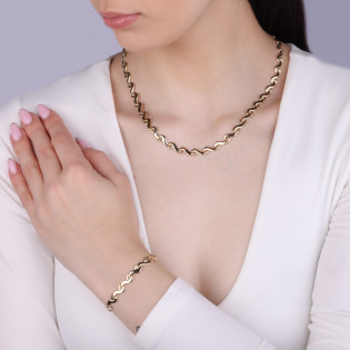 Bransoleta złota gładkie fale