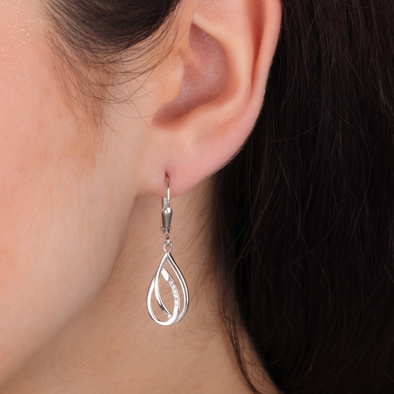 Kolczyki łezka ażur z cyrkoniami