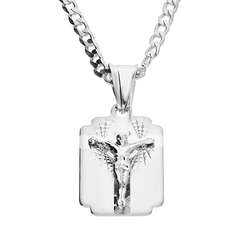 Srebrny Medalik z Panem Jezusem i Łańcuszek pr. 925 - JubilerSezam.pl