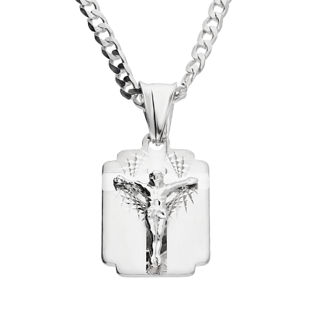 Srebrny Medalik z Panem Jezusem i Łańcuszek pr. 925 - JubilerSezam.pl