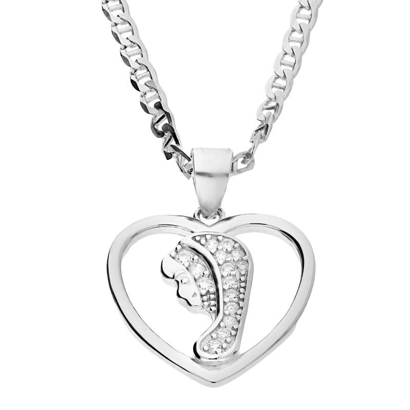 Srebrny Medalik z Matką Boską i Łańcuszek pr. 925 - JubilerSezam.pl