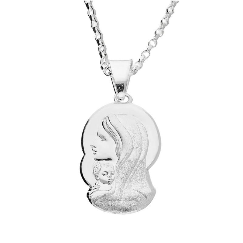 Srebrny Medalik z Matką Boską z Łańcuszkiem pr. 925 - JubilerSezam.pl