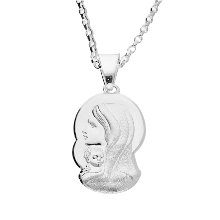 Srebrny Medalik z Matką Boską z Łańcuszkiem pr. 925 - JubilerSezam.pl
