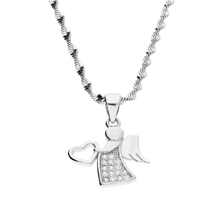 Srebrny Medalik Aniołek z Łańcuszkiem pr. 925 - JubilerSezam.pl