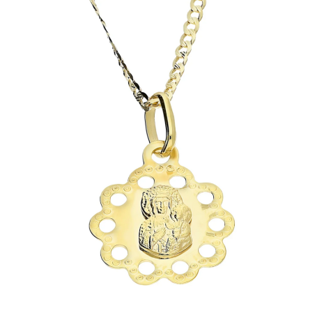 Złoty Medalik MB Częstochowska z Łańcuszkiem - JubilerSezam.pl